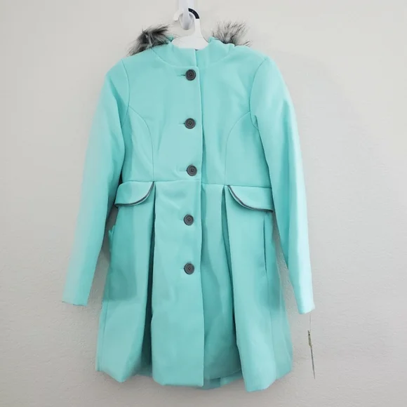 NWT Cat & Jack Mint Pea Coat - Picture 1 of 5